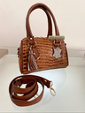 Bolsa mini Baul Diseño cocodrilo Miel