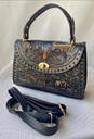 Bolso Mini Sara Cincelado y tejido a mano Negro