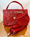 Bolso Sara Cincelado y tejido a mano Rojo