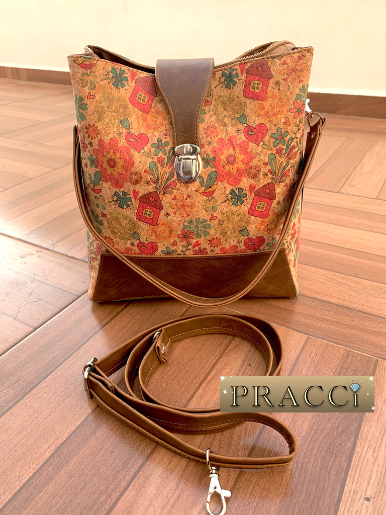 Bolso Fanny corcho Estampado Café