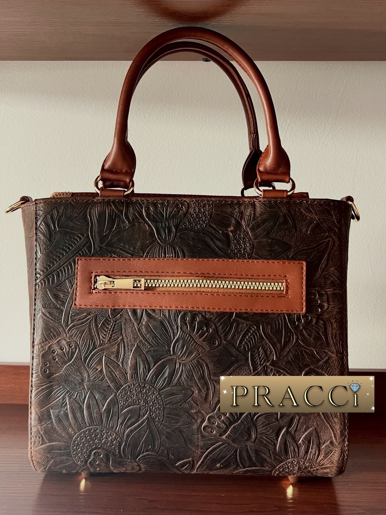 Bolso Isabel Grabado floral Tabaco