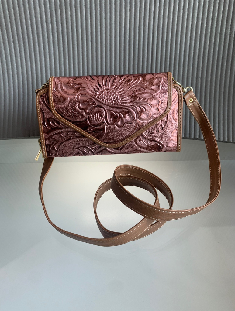 Cartera Gloria Grabado floral Oro rosado