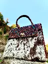 Bolso Pach pelo Cincelado/Bordado/Pincelado Café
