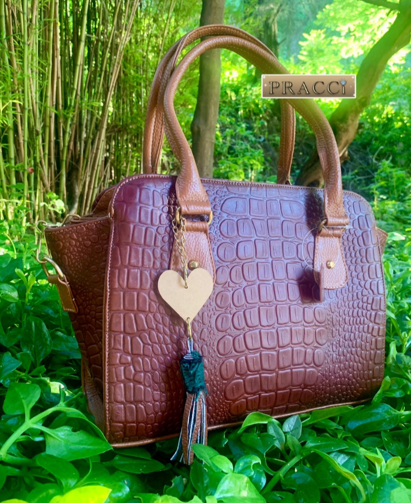 Bolso Laura Diseño Cocodrilo Caoba