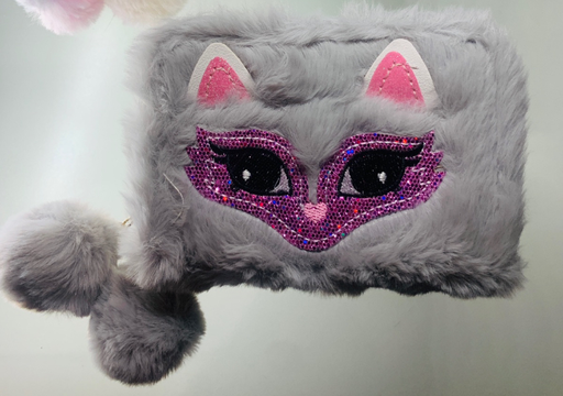 Cartera dos cierres peluche gris